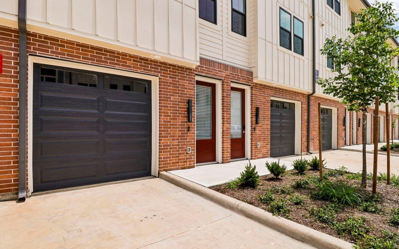 a row of units with a garage